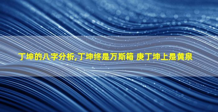 丁坤的八字分析,丁坤终是万斯箱 庚丁坤上是黄泉